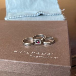 Silpada Garnet stackable rings set